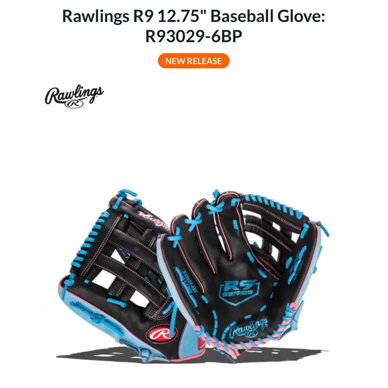 2025 Outfield RH Throw Rawlings R9 Baseball Glove 12.75" (New)