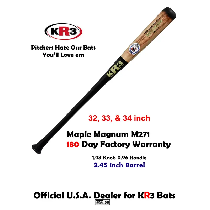 KR3 Maple Magnum 32 inch Wood Bat (-3) 29.5 oz C271