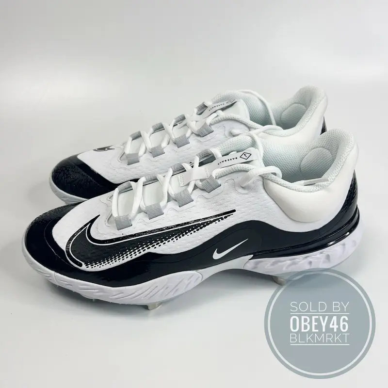 Nike Alpha Huarache Elite 4 White Black Baseball Cleats  9.5