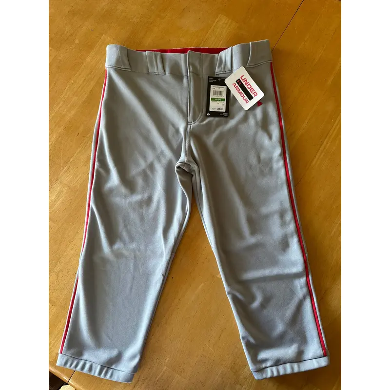 Gray Unisex Large Youth Under Armour Game Pants (New)