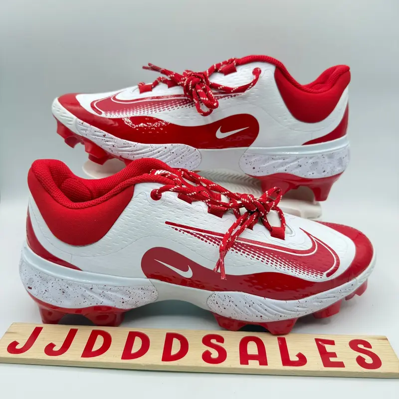 Nike Alpha Huarache Elite 4 Low MCS Baseball White Red FD6255-105 Mens Sz 11.5