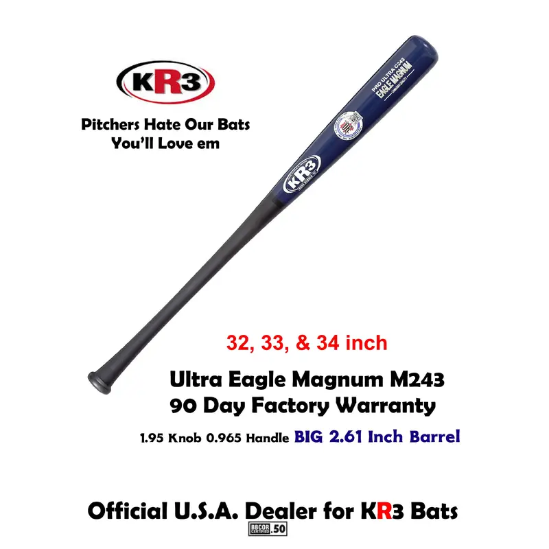 KR3 PRO 243 Ultra Eagle Magnum 34 inch Composite Wood Bat (-3) 31.5 oz C243