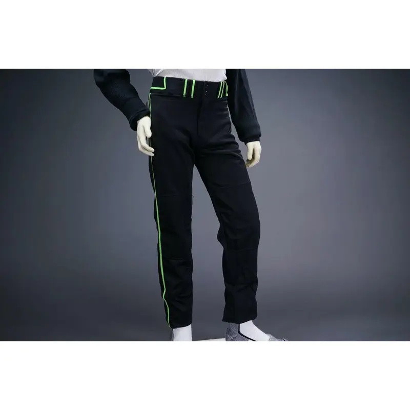 COMBAT PIPED STOCK OPEN BOTTOM BASEBALL/SOFTBALL PANTS, BLACK/GREEN ~ YOUTH XS
