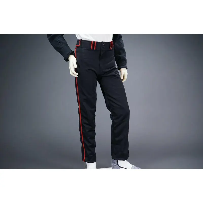 COMBAT PIPED STOCK OPEN BOTTOM BASEBALL/SOFTBALL PANTS, BLACK/RED ~ ADULT SMALL