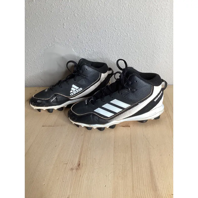 Black Kid's Youth Adidas Icon High Top Footwear Molded Cleats (Used) Size 4