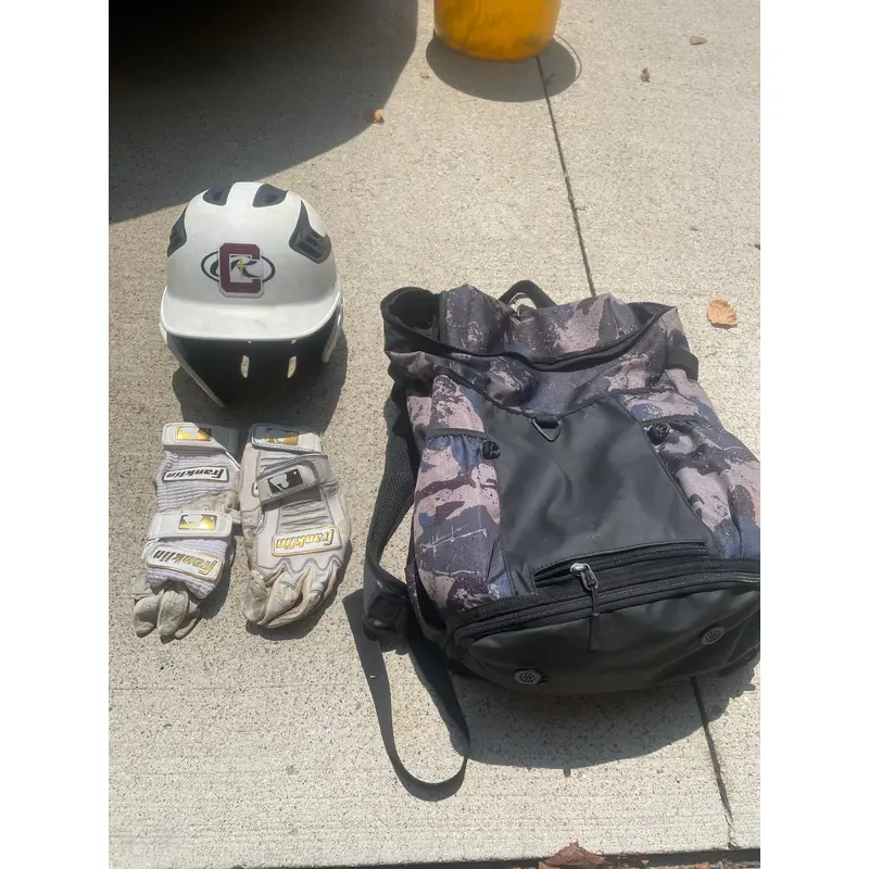 Baseball Helmet And Gloves