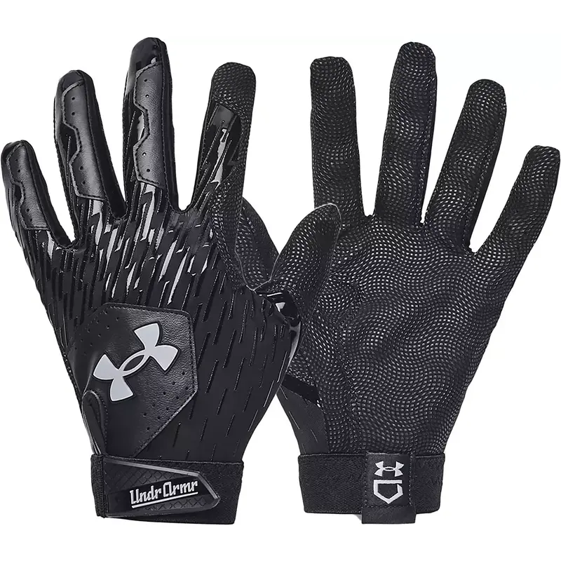 NEW 2025 Under Armour Boys' UA Clean Up Batting Gloves 1378766 BLACK / STEEL