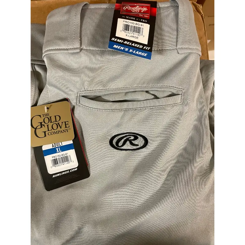 Gray New XL Adult Men's Rawlings Game Pants