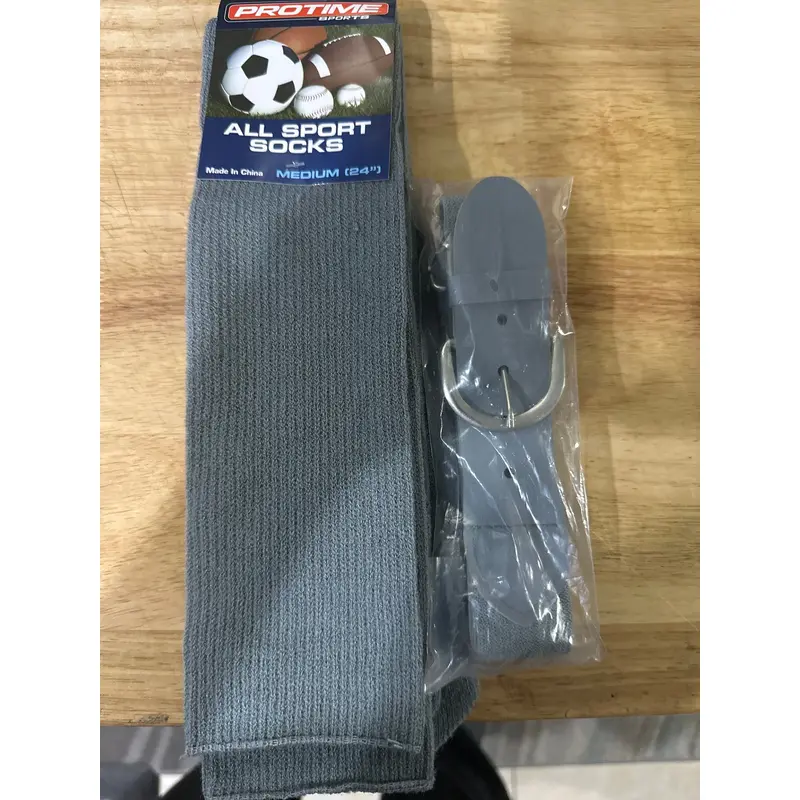 Grey Baseball socks and belt