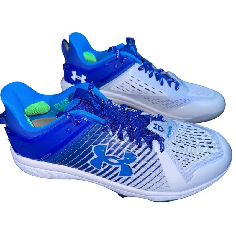 Under Armour Baseball Cleats Size 8 Blue Yard Low Metal Spikes Athletic New