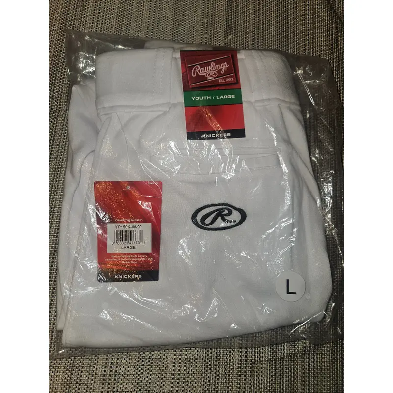 Rawlings White Youth Large Knicker Baseball pants (New)