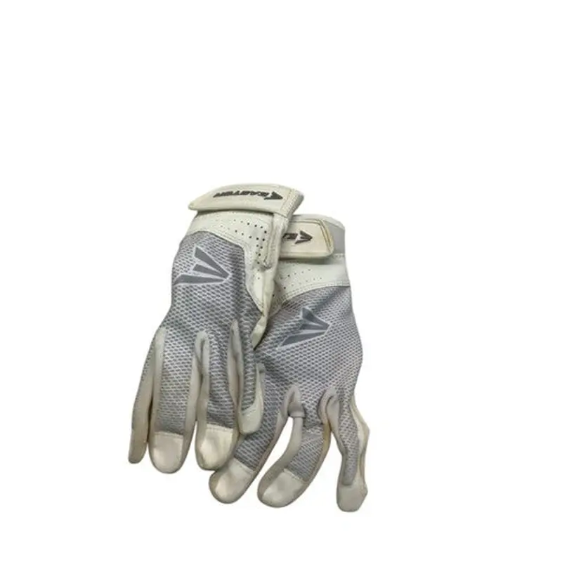 Used Easton WHITE AND GREY BB/SB Batting Gloves Grey And White MD 11347-S000239977