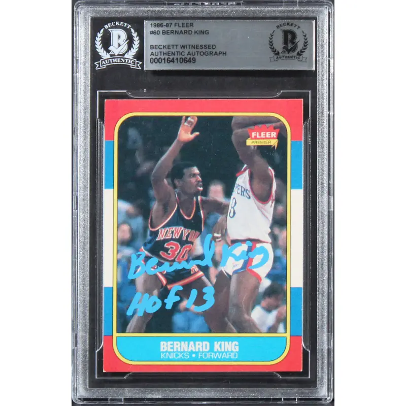 Knicks Bernard King "HOF 13" Authentic Signed 1986 Fleer #60 Card BAS Slabbed