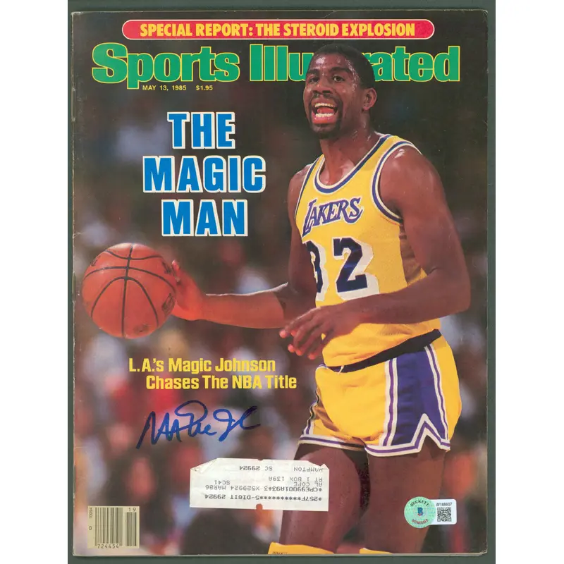Lakers Magic Johnson Signed May 1985 Sports Illustrated Magazine BAS Witnessed
