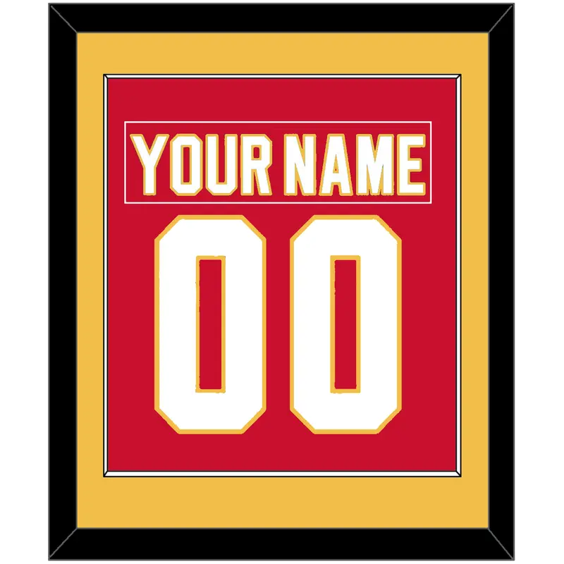 Calgary Nameplate & Number (Back) Combined - Road Red (1980-1994) - Single Mat 2