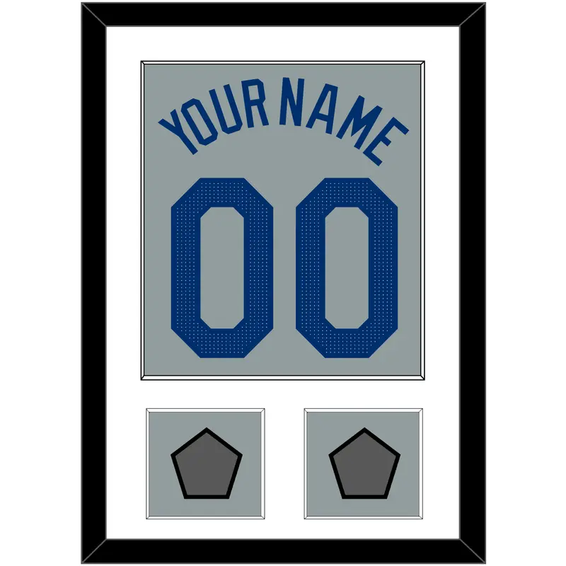 Los Angeles Name, Number & 2 World Series Jersey Patches - Road Gray - Single Mat 1