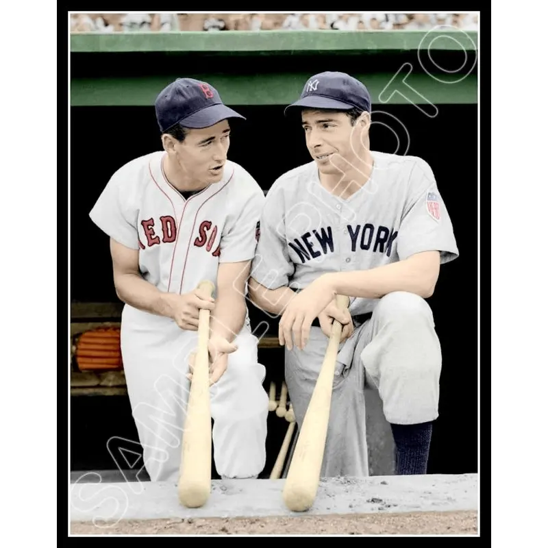 Ted Williams Joe Dimaggio Colorized 11X14 Photo - Red Sox Yankees - 2082