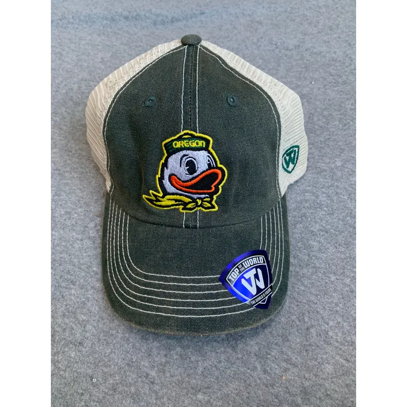Heather Green Ducks Mascot Mesh Hat