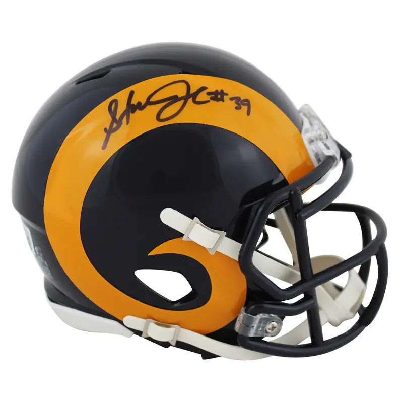Rams Steven Jackson Authentic Signed 81-99 TB Speed Mini Helmet BAS Witnessed
