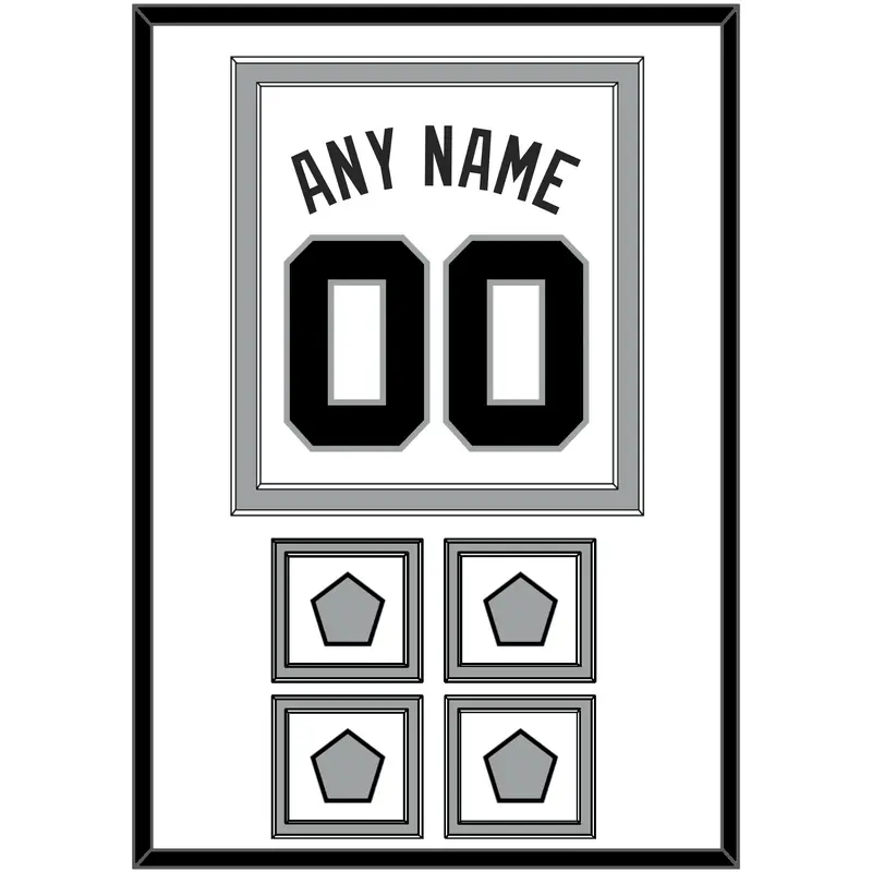 San Antonio Name & Numbers With 4 Finals Patches - Home White (1989-2002) - Double Mat 1