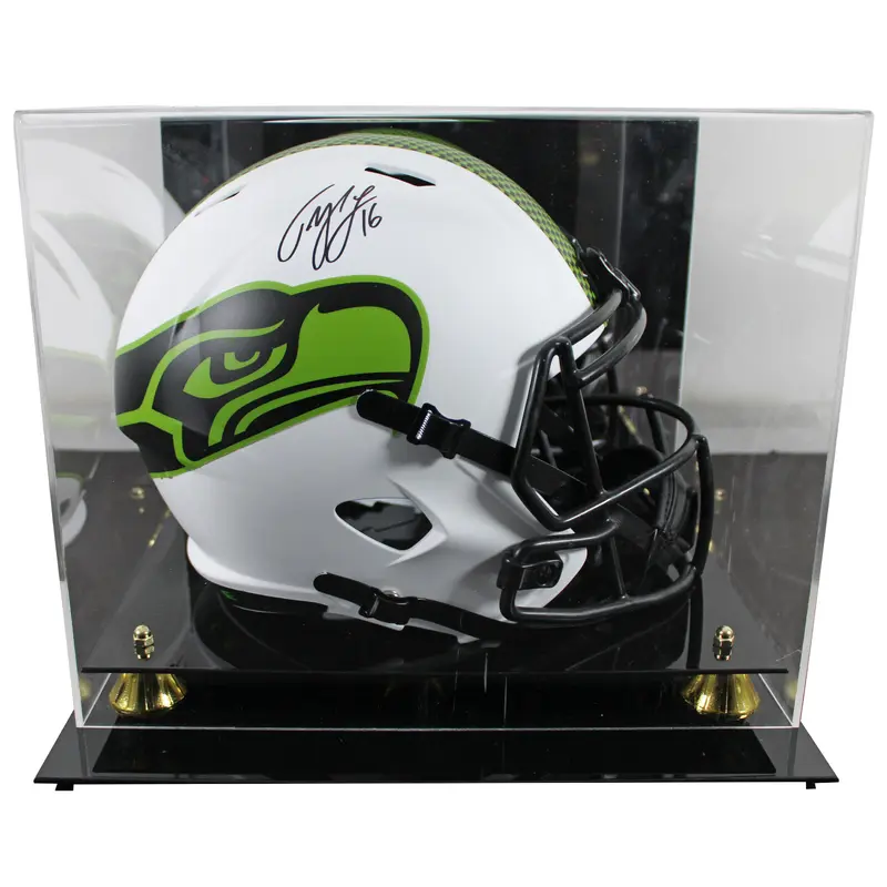 Seahawks Tyler Lockett Signed Lunar Full Size Speed Rep Helmet W/ Case BAS Wit