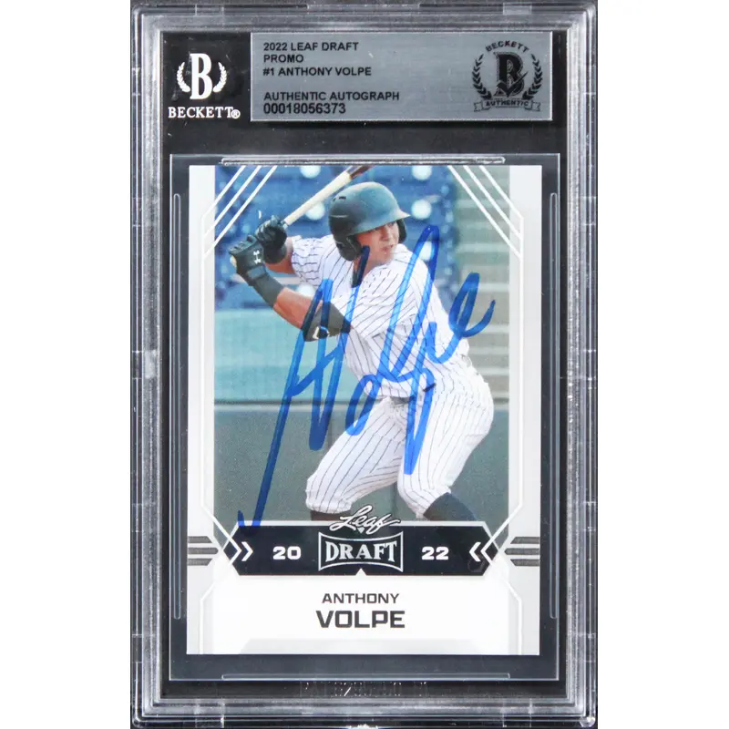Yankees Anthony Volpe Signed 2022 Leaf Draft Promo #1 Rookie Card BAS Slabbed