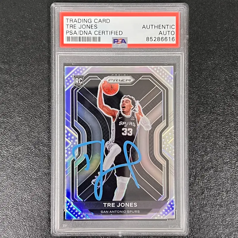 2020-21 Panini Prizm #291 Tre Jones Signed Card AUTO PSA/DNA Slabbed RC Spurs