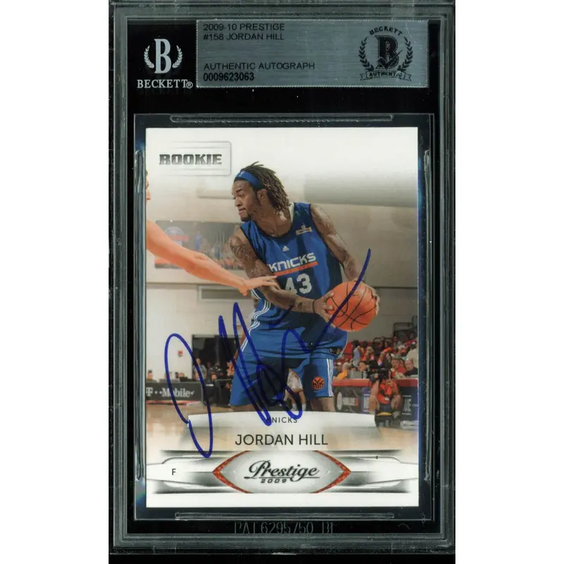 Knicks Jordan Hill Authentic Signed Card 2009 Prestige RC #158 BAS Slabbed