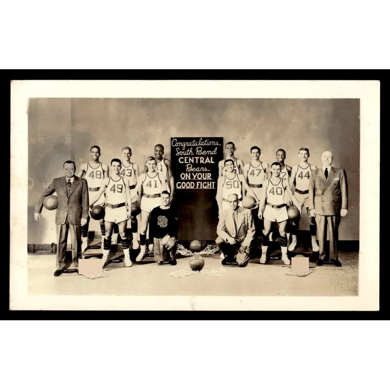 Vintage 1940's South Bend Central HS Basketball Team Real Photo Postcard