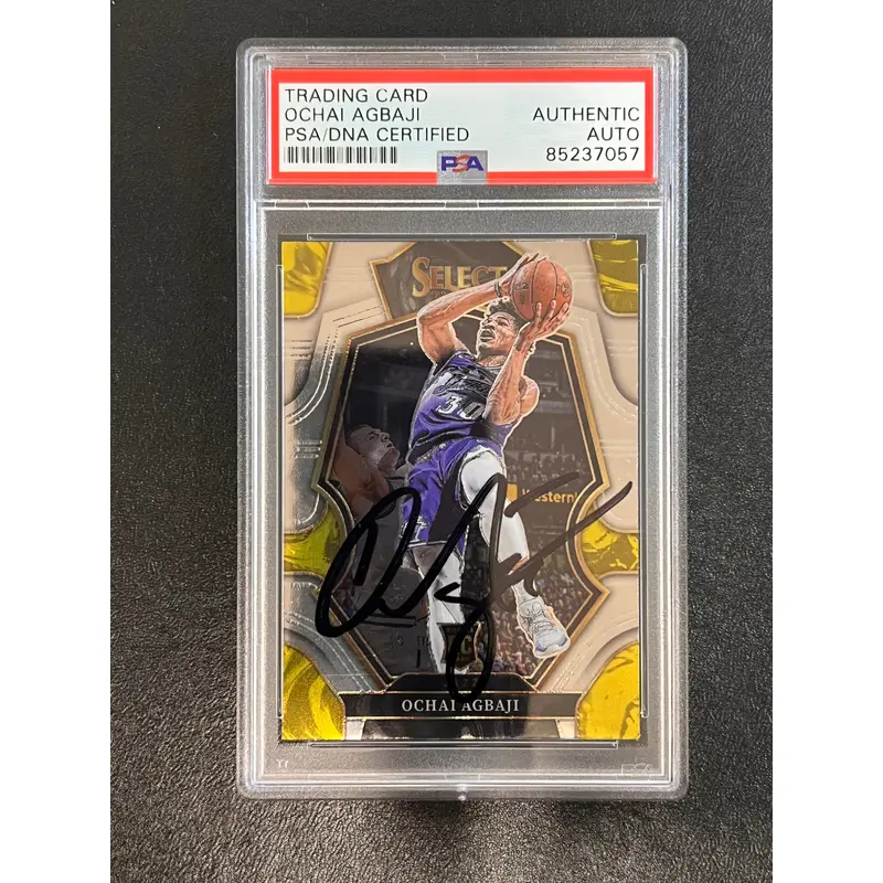 Ochai Agbaji Panini-Select #96 PSA/DNA Autographed Slabbed RC Utah Jazz