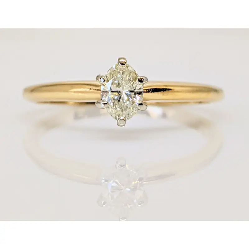 14K .32 CARAT TOTAL WEIGHT SI2 J DIAMOND OVAL SOLITAIRE ESTATE RING 2.0 GRAMS