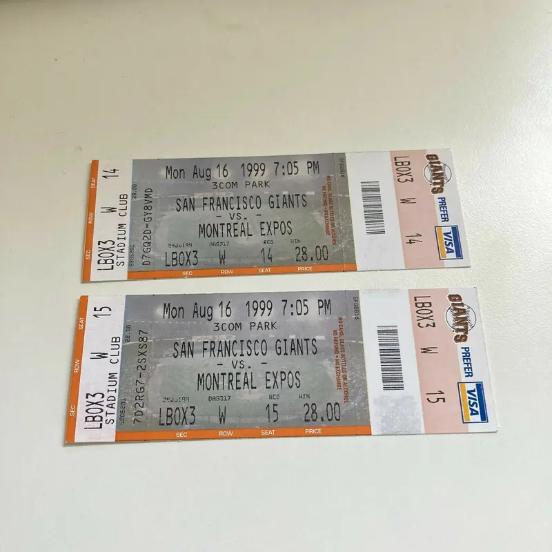 (2) Tony Armas Jr. MLB Debut First Game Original Ticket August 16, 1999