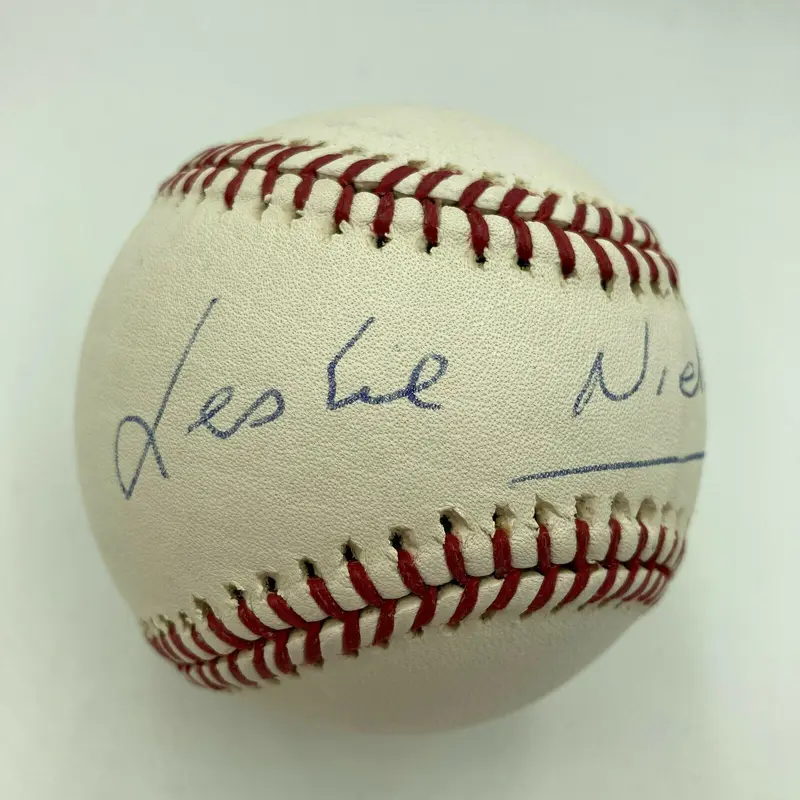 Leslie Nielsen Signed Official League Baseball JSA COA Celebrity RARE