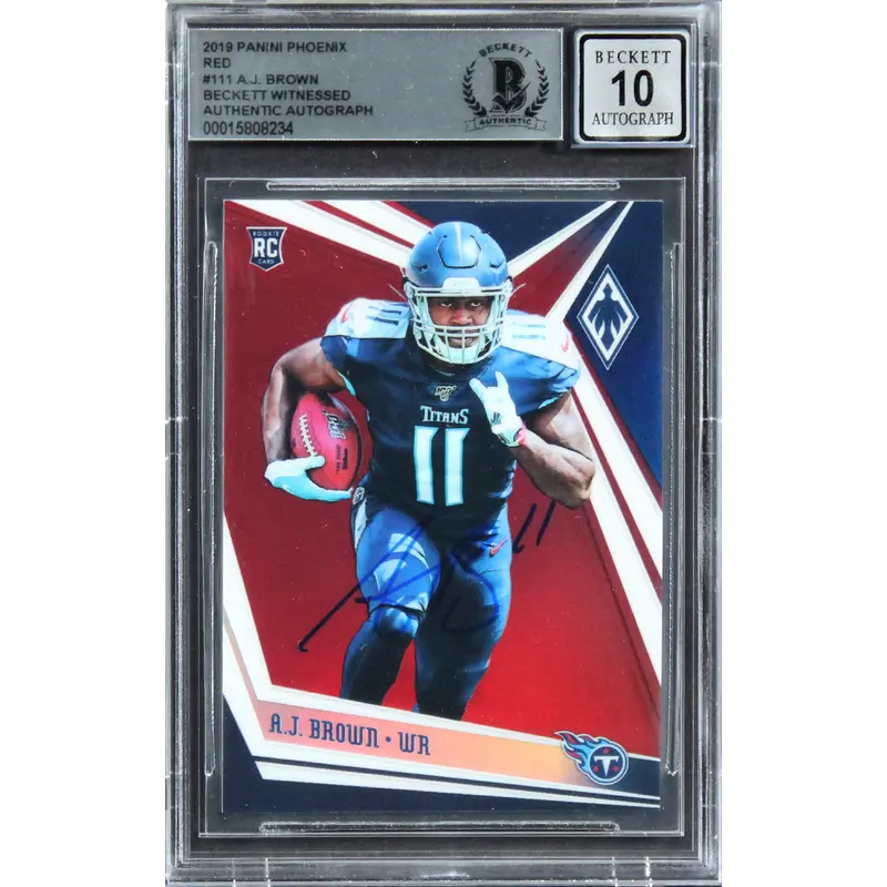 A.J. Brown Signed 2019 Panini Phoenix #111 RC #70/299 Card Auto 10! BAS Slabbed