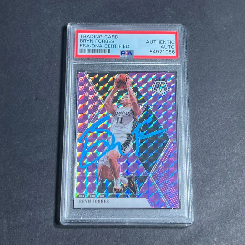 2019-20 Panini Mosaic #6 Bryn Forbes Signed Card AUTO PSA/DNA Slabbed Spurs