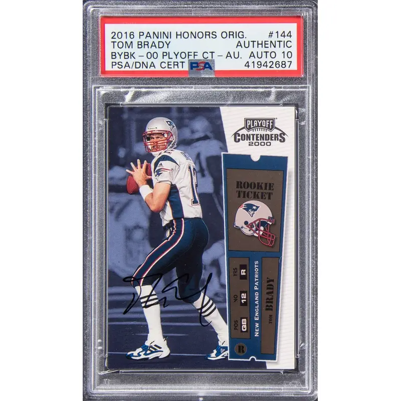2000 Playoff Contenders Tom Brady #144 Rookie Autograph 2016 Buyback PSA Auto 10