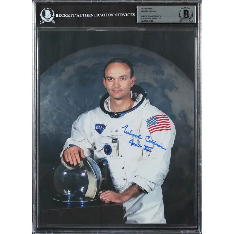 Michael Collins "Apollo XI" Authentic Signed 8x10 Photo Auto 10! BAS Slabbed