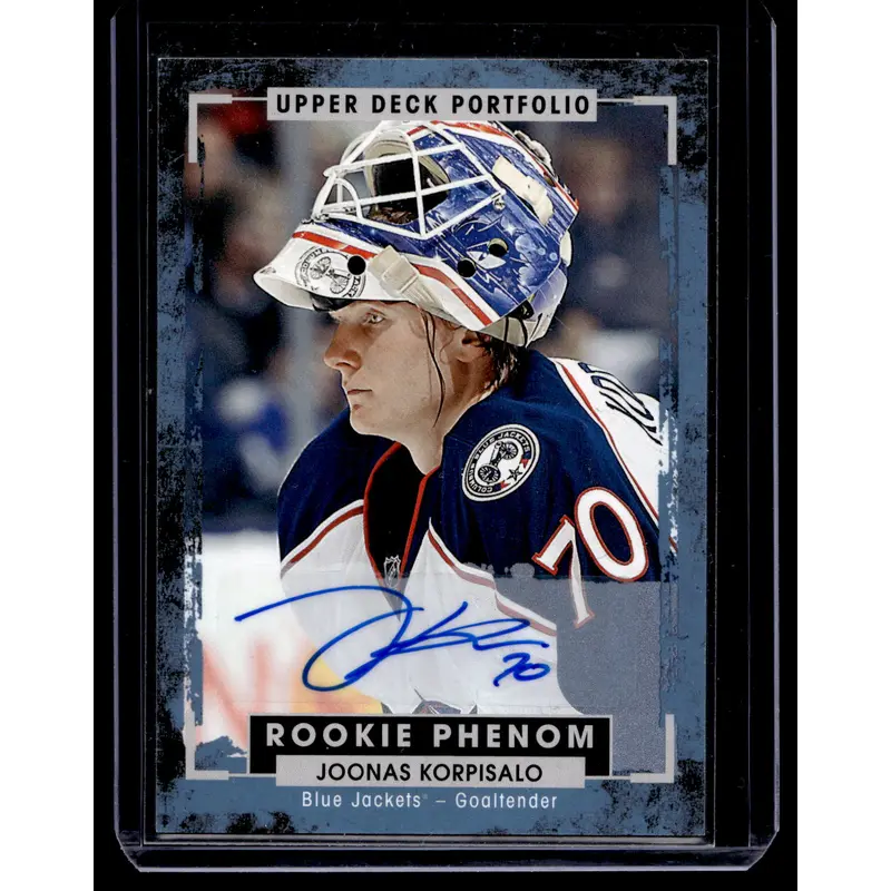 2015-16 Upper Deck Portfolio - Autographs  Rookie Color Photos - Joonas Korpisalo  #214 RC