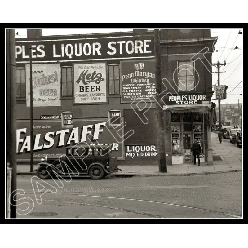 1938 Liquor Store Omaha Nebraska 8X10 Photo - Falstaff Metz Beer - 2564