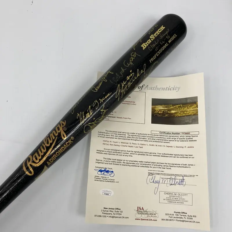 Hall Of Fame Legends Multi Signed Baseball Bat Robin Yount Al Kaline 13 Sigs JSA