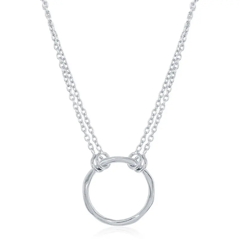 Sterling Silver Double Strand Open Circle Necklace
