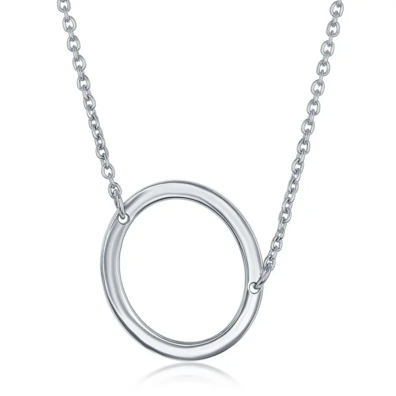 Sterling Silver Sideways 'O' Initial Necklace