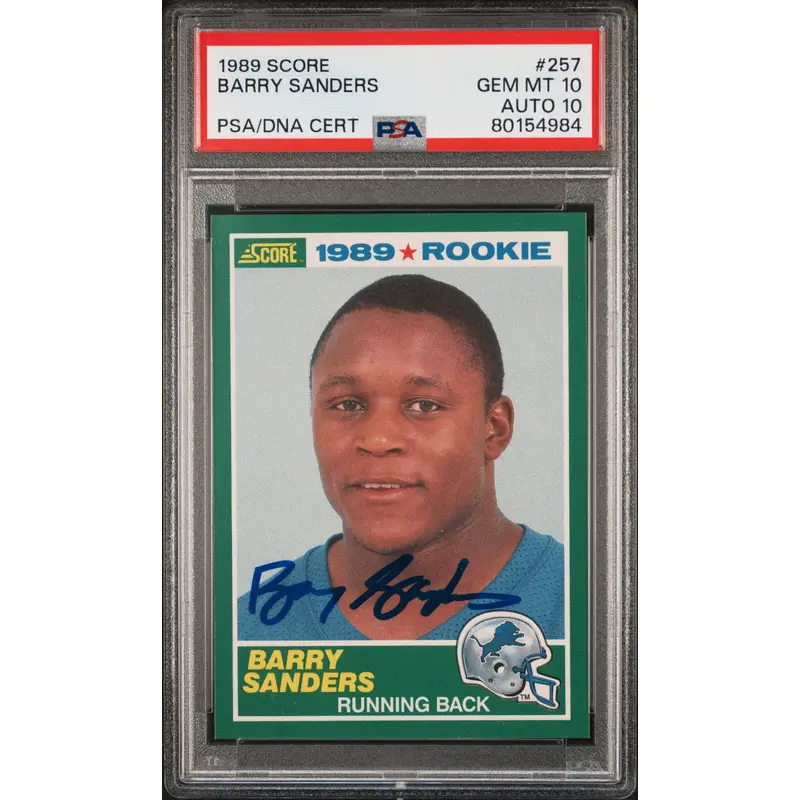 Barry Sanders 1989 Score #257 PSA 10 Auto 10