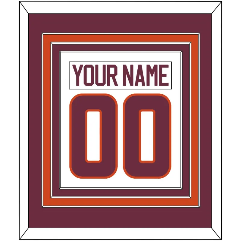 Virginia Tech Hockey Nameplate & Number (Back) Combined - Home White - Triple Mat 2