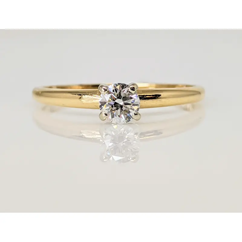 14K .20 CARAT TOTAL I1 H DIAMOND ROUND SOLITAIRE ESTATE RING 1.9 GRAMS