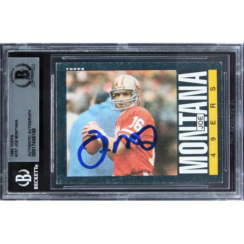49ers Joe Montana Authentic Signed 1985 Topps #157 Card BAS Slabbed