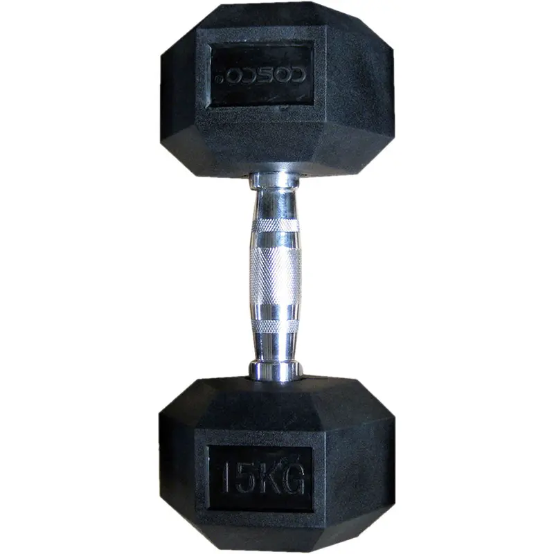 Cosco Hexagonal Rubber Dumbbell, 15Kg | KIBI Sports