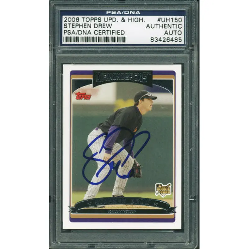 D-Backs Stephen Drew Authentic Signed Card 2006 Topps #Uh150 PSA/DNA Slabbed