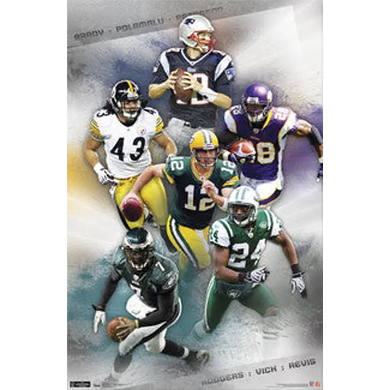 NFL Football "Super Six" Poster (Brady, Rodgers, Vick, Peterson ++) - Costacos 2011