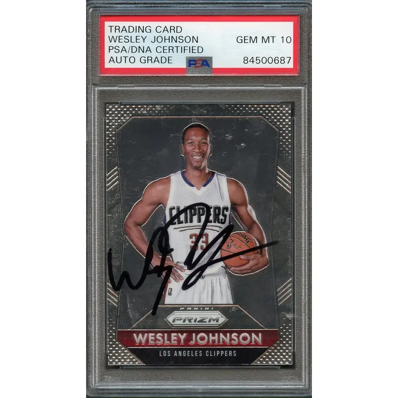 2015-16 Panini Prizm #59 Wesley Johnson Signed Card Auto 10 PSA Slabbed Clippers